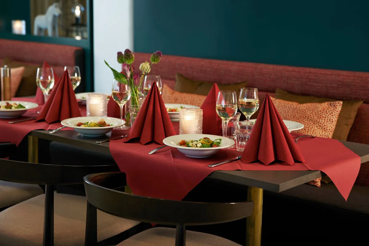 Hussen>DUNI Bio cel®-Mitteldecke 84 x 84 cm Linnea Bordeaux