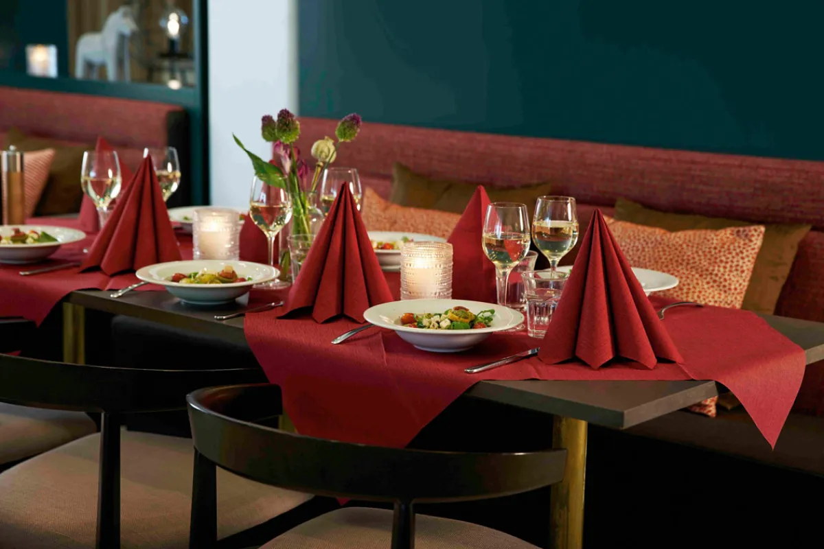 Hussen>DUNI Bio cel®-Mitteldecke 84 x 84 cm Linnea Bordeaux