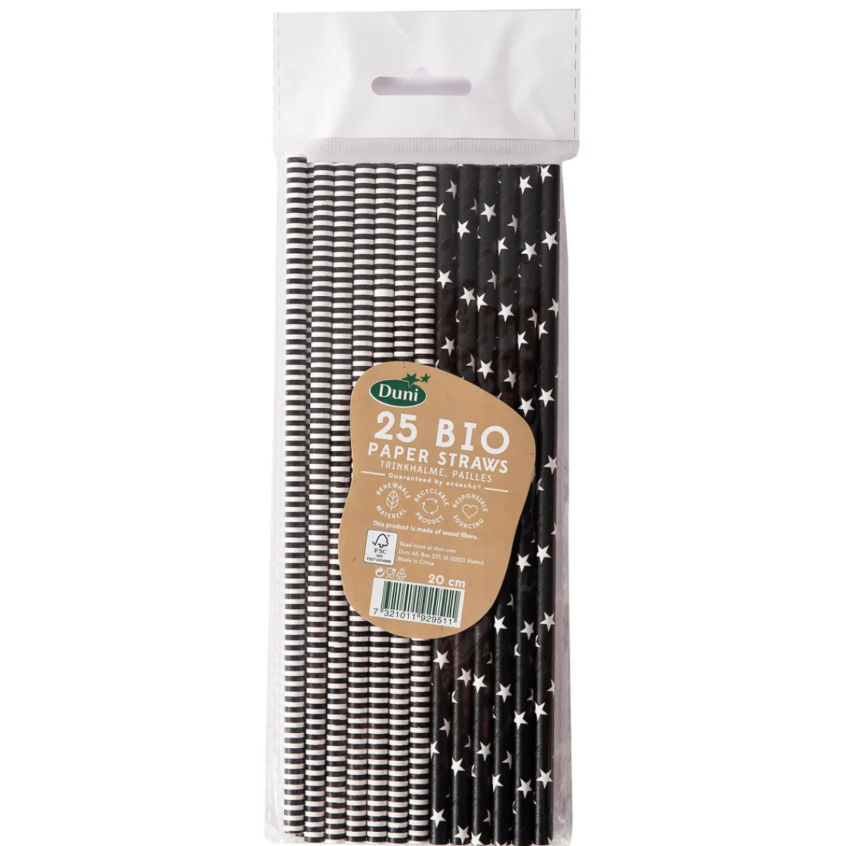 Strohhalme>DUNI Bio Papier-Trinkhalme 20 cm x Ø 6 mm Black & White