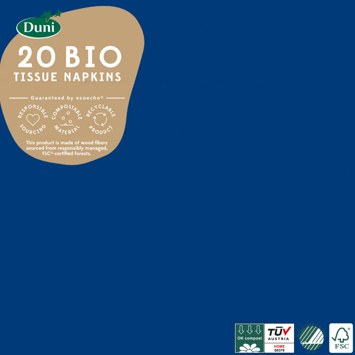 Servietten Im Dinnerformat>DUNI Bio Tissue-Serviette 40 x 40 cm Dunkelblau 3-lagig
