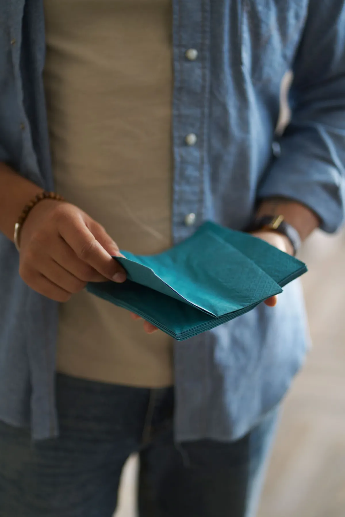 Servietten Im Dinnerformat>DUNI Bio Tissue-Serviette 40 x 40 cm Ocean Teal 3-lagig