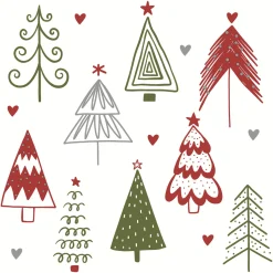 Servietten Im Lunchformat>PAPER + DESIGN Bio Tissue-Serviette 33 x 33 cm Fun trees Red 3-lagig