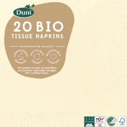 Cocktailservietten>DUNI Bio Tissue-Serviette 24 x 24 cm Cream 3-lagig