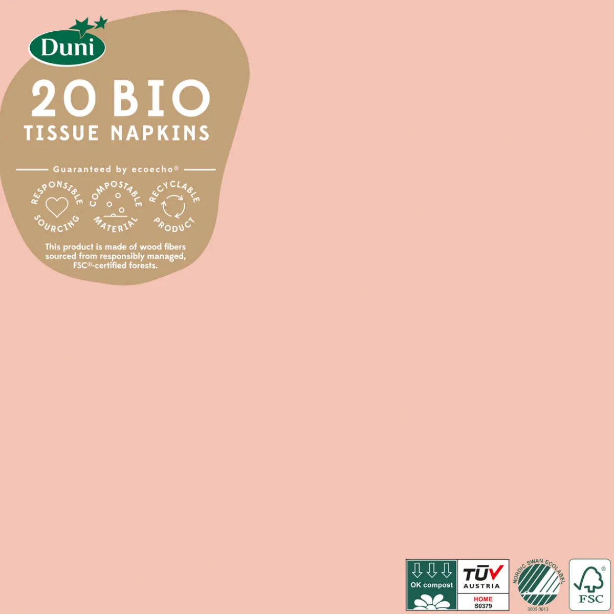 Servietten Im Lunchformat>DUNI Bio Tissue-Serviette 33 x 33 cm Mellow Rose 3-lagig