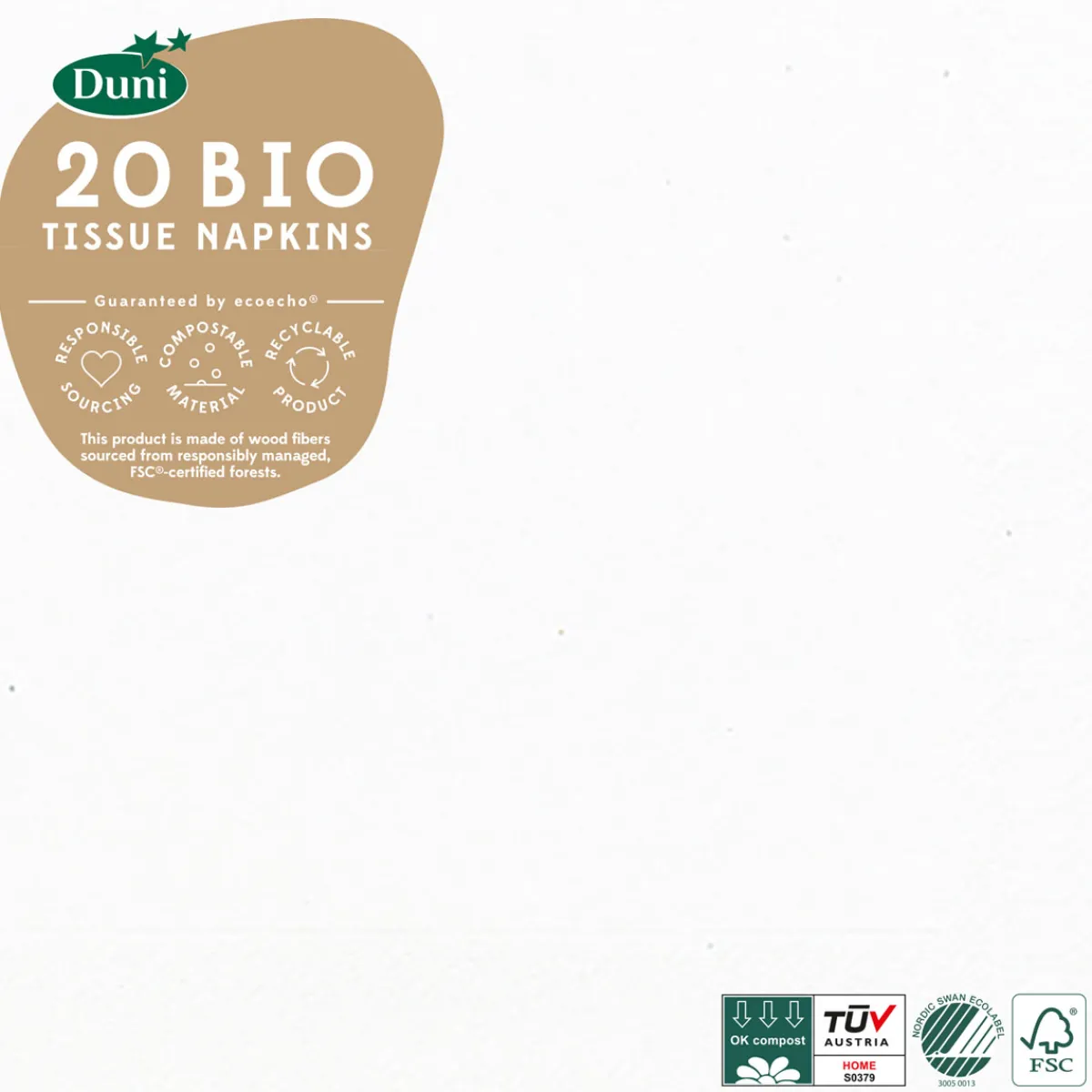 Servietten Im Dinnerformat>DUNI Bio Tissue-Serviette 40 x 40 cm Weiß 3-lagig