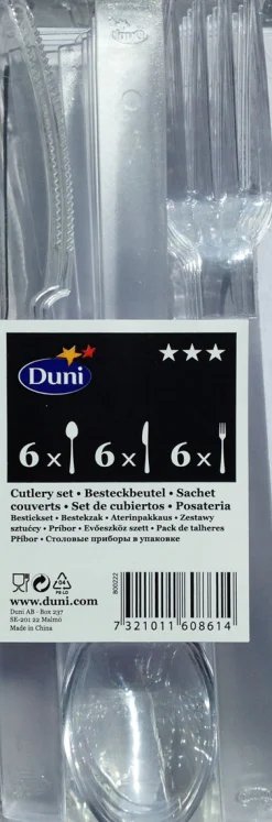 Mehrweg Für Den Einzelhandel>DUNI Clear Besteckset, sortiert Mehrweg 18,5/19/18,5 cm Transparent