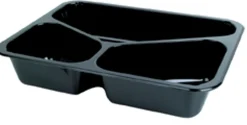Siegelschalen>DUNIFORM CPET-Schale 225 x 175 x 43 mm Schwarz 3-Teilung
