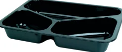 Siegelschalen>DUNIFORM CPET-Schale 225 x 175 x 34 mm Schwarz 3-Teilung