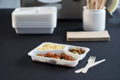 Siegelschalen>DUNIFORM CPET-Schale 225 x 175 x 43 mm Weiß 3-Teilung