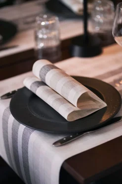 Tischläufer>DUNI cel® Tête-à-Tête-Tischläufer 0,4 x 24 m Rigato Black