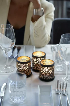 Kerzenhalter>DUNI Kerzenhalter Safari Leopard 75 x Ø 75 mm Schwarz