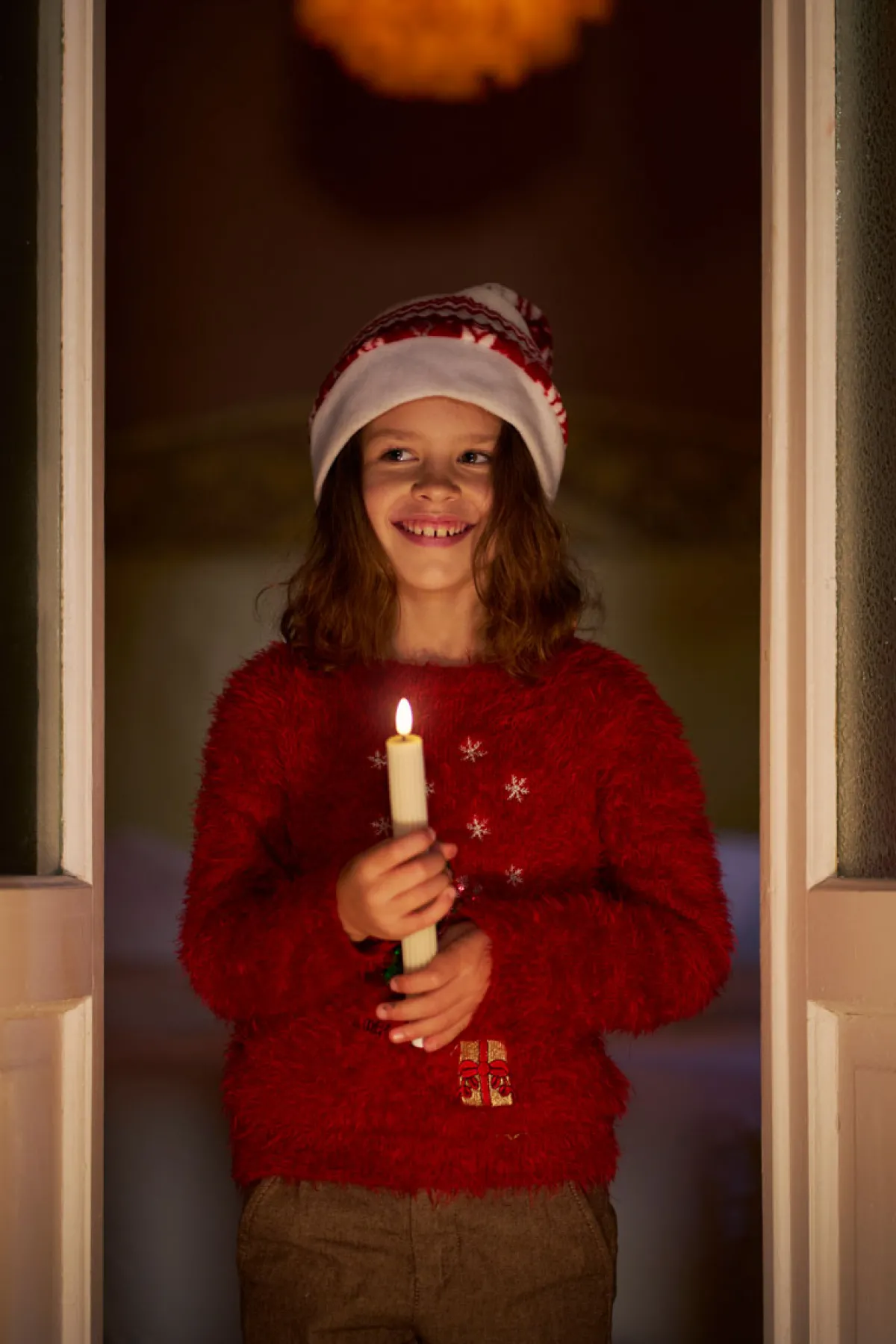 Led Leuchten>DUNI LED Antique Candle, 2xAAA batterien 245 x Ø 22 mm Beige