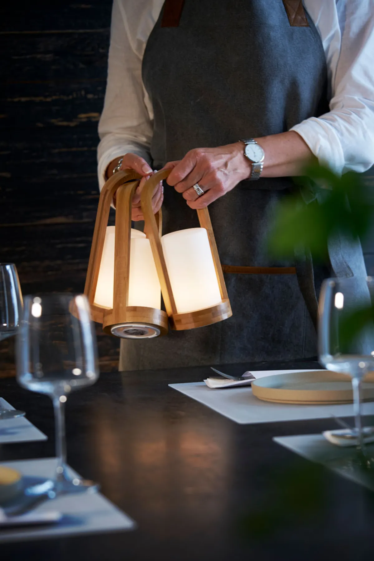 Led Lampen>DUNI LED -Kerzenhalter Easy Bambus 240 x Ø 100 mm Weiß