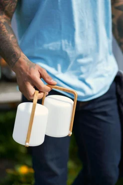 Led Lampen>DUNI LED -Kerzenhalter Sibling Bambus 148 x Ø 108 mm Weiß