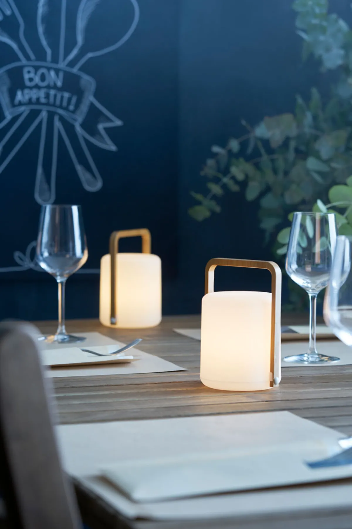 Led Lampen>DUNI LED -Kerzenhalter Sibling Bambus 148 x Ø 108 mm Weiß