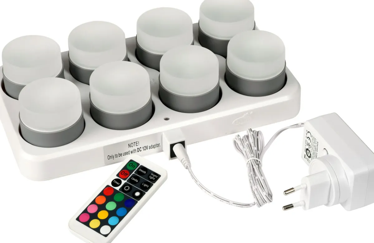 Led Leuchten>DUNI LED Mini Lamp, wiederaufladbar, 8er Set 48 x Ø 50 mm 13 Std. Weiß