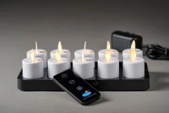 Led Leuchten>DUNI LED Set Moving Flame, wiederaufladbar, Warm White, 10 Stück 38 x Ø 36 mm 25 Std. Weiß