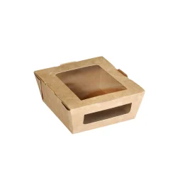 Boxen>DUNI Menübox mit PLA-Fenster 450 ml Braun ungeteilt