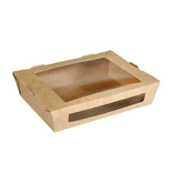 Boxen>DUNI Menübox mit PLA-Fenster 1200 ml Braun ungeteilt