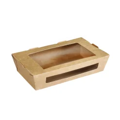 Boxen>DUNI Menübox mit PLA-Fenster 900 ml Braun ungeteilt