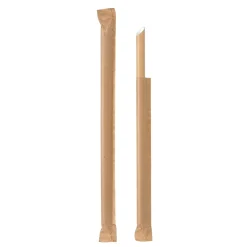 Strohhalme>DUNI Papier-Trinkhalm einzeln verpackt, angespitztes Ende 23 cm x Ø 10 mm Braun