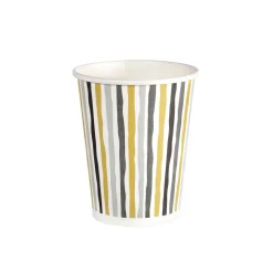 Pappbecher Und -Gläser>DUNI Pappbecher 24 cl Stripes Black and Gold