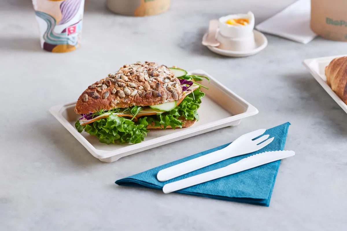 Papierbesteck>DUNI Pluma Gabelk 16 cm Weiß