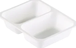 Siegelschalen>DUNIFORM PP-Schale Caterline 227 x 178 x 50 mm Weiß 2-Teilung