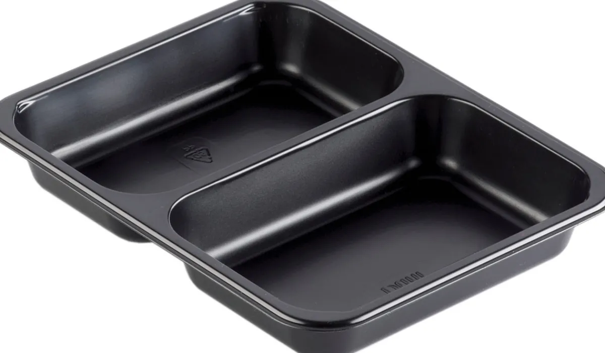 Siegelschalen>DUNIFORM PP-Schale Caterline 227 x 178 x 32 mm Schwarz 2-Teilung