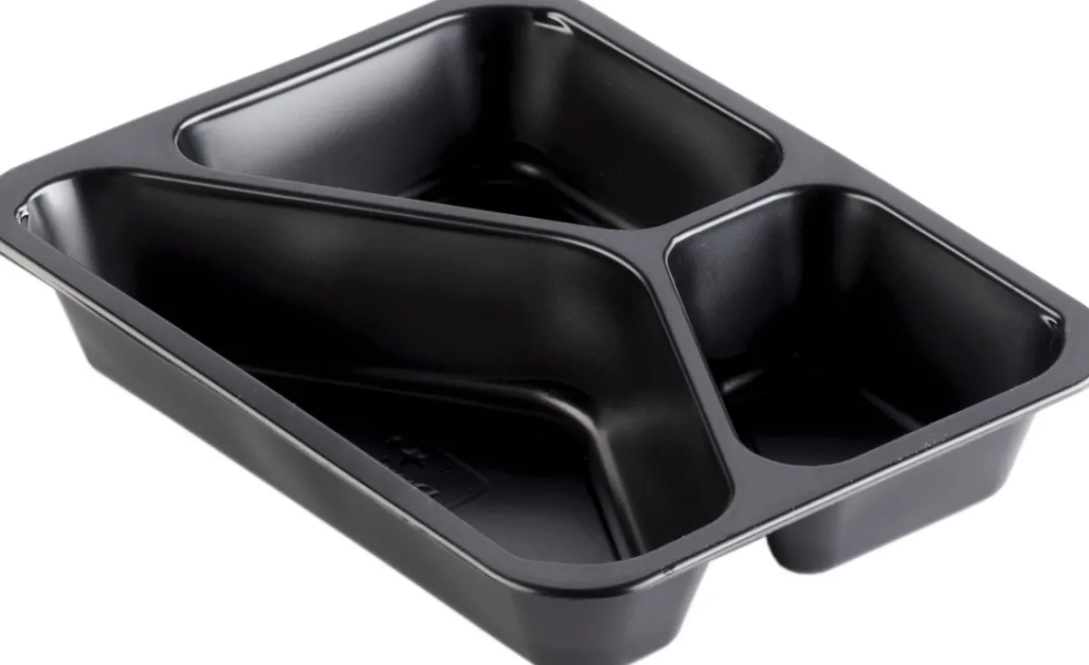 Siegelschalen>DUNIFORM PP-Schale Caterline 227 x 178 x 40 mm Schwarz 3-Teilung