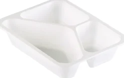 Siegelschalen>DUNIFORM PP-Schale Caterline 227 x 178 x 50 mm Weiß 3-Teilung