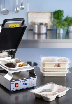 Siegelschalen>DUNIFORM Schale Faser 227 x 178 x 45 mm Natürlich 3-Teilung