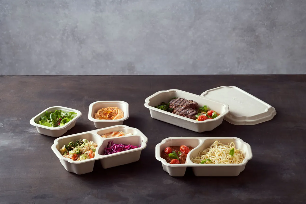 Siegelschalen>DUNIFORM Schale Take-away 250 x 159 x 48 mm Braun 3-Teilung