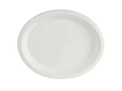 Bagasse Teller & Schalen>DUNI Teller, oval Braun 32 cm Weiß
