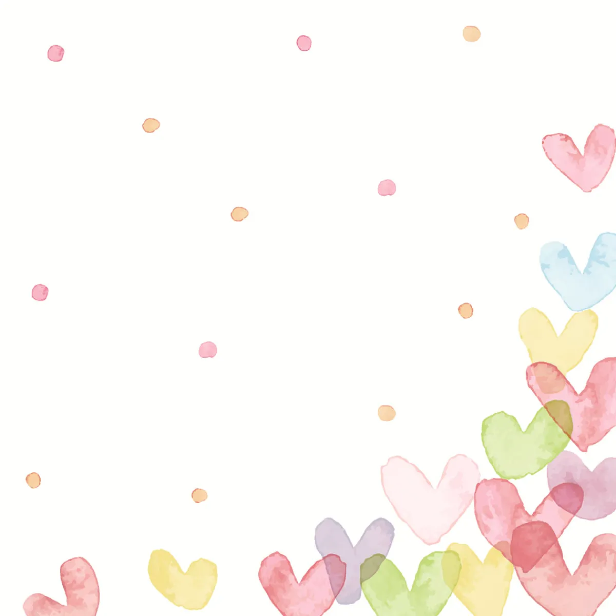 Cocktailservietten>PAPER + DESIGN Tissue-Serviette 24 x 24 cm Hearts Pastel 3-lagig