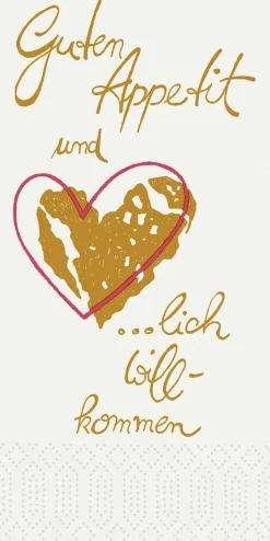 Vorgefaltete Servietten>DUNI Tissue-Serviette 40 x 40 cm Herzlich Willkommen 2-lagig