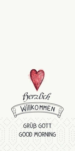 Vorgefaltete Servietten>DUNI Tissue-Serviette 33 x 33 cm Herzlich Willkommen 2-lagig