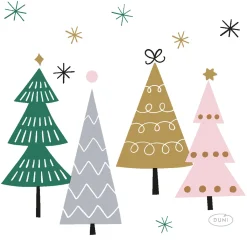 Cocktailservietten>DUNI Tissue-Serviette 24 x 24 cm Noel Trees 3-lagig