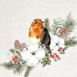 Cocktailservietten>PAPER + DESIGN Tissue-Serviette 24 x 24 cm Robin Forest 3-lagig