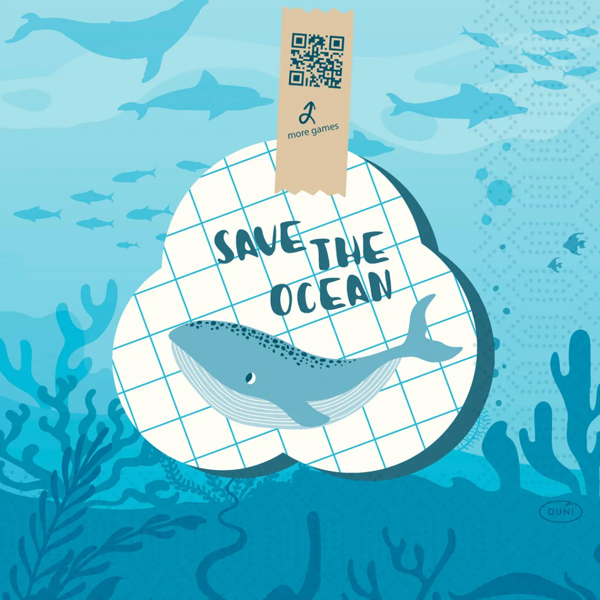 Servietten Im Lunchformat>DUNI Tissue-Serviette 33 x 33 cm Save the Ocean 3-lagig