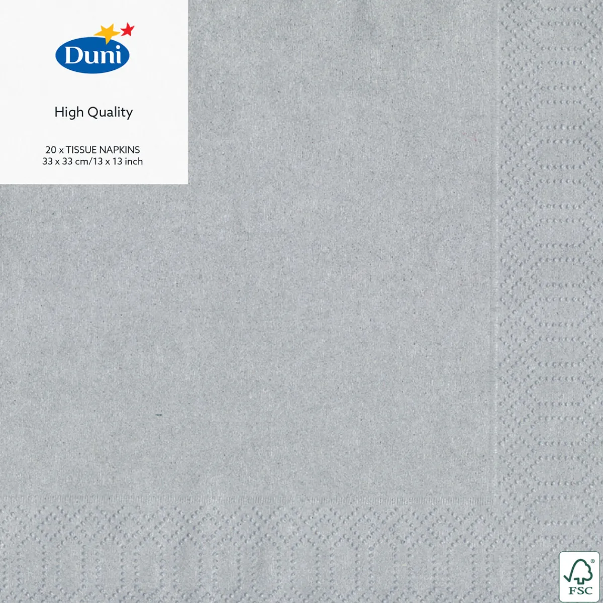 Servietten Im Lunchformat>DUNI Tissue-Serviette 33 x 33 cm Silver 3-lagig