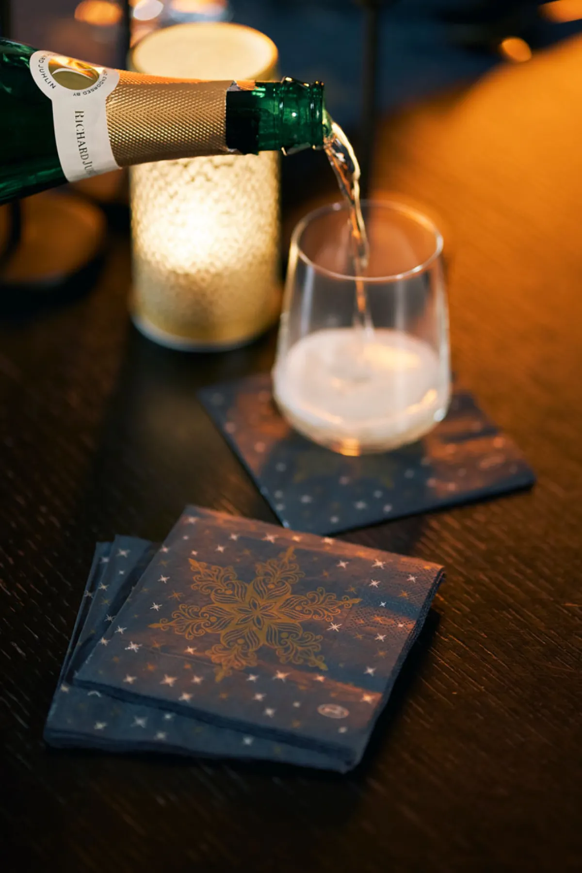 Servietten Im Lunchformat>DUNI Tissue-Serviette 33 x 33 cm Snowstars Black 3-lagig