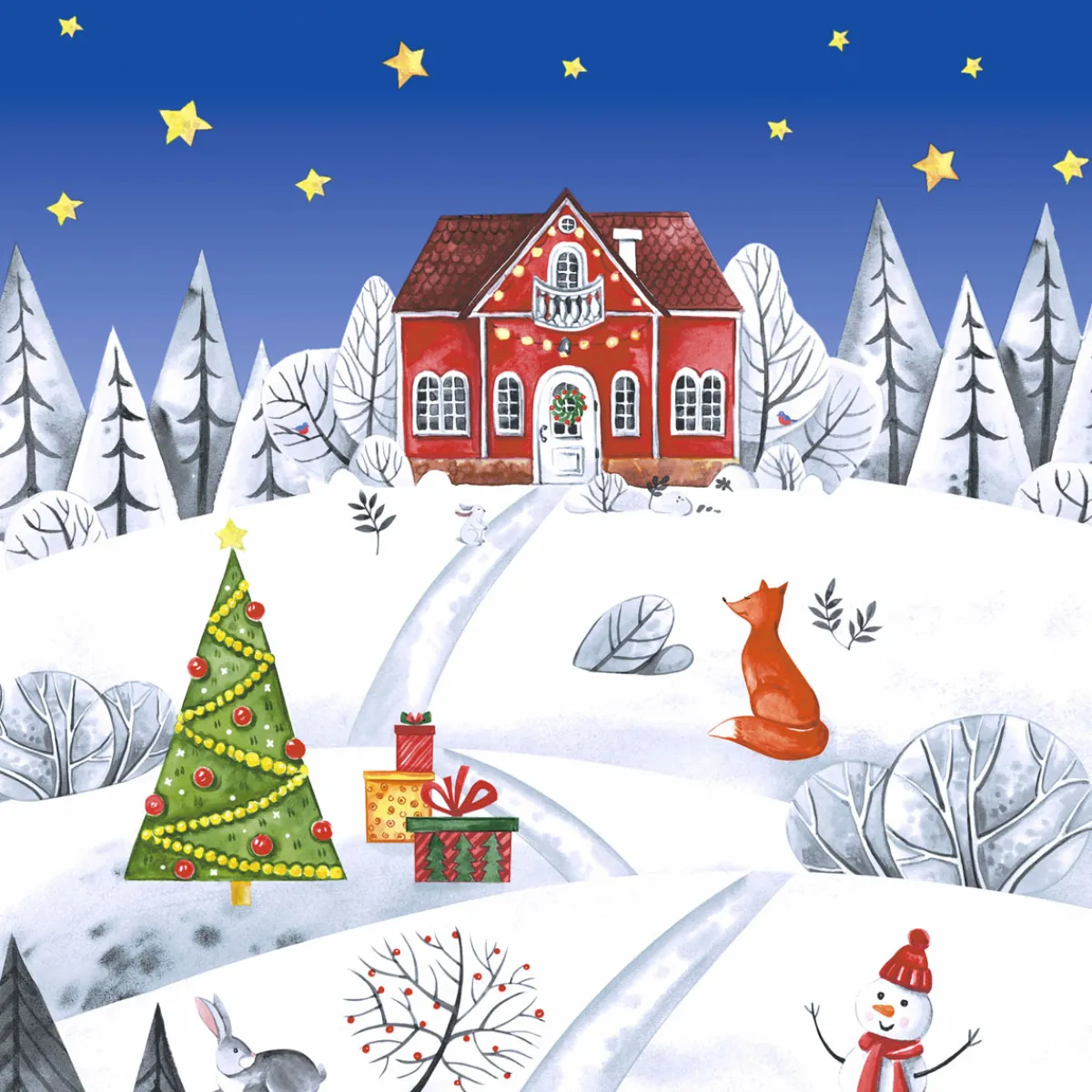 Cocktailservietten>PAPER + DESIGN Tissue-Serviette 24 x 24 cm Winterland 3-lagig