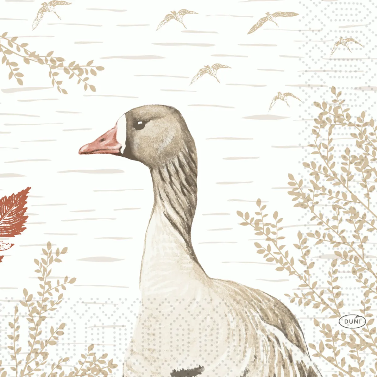 Servietten Im Lunchformat>DUNI Tissue-Serviette 33 x 33 cm Wood & Goose 3-lagig