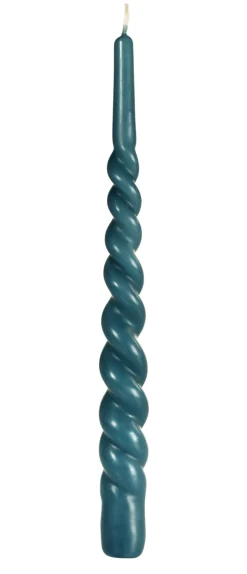 Stabkerzen>DUNI Twisted Candles 280 x Ø 22 mm 8 Std. Ocean Teal