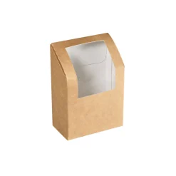 Boxen>DUNI Wrapbox mit PLA-Fenster 550 ml Braun ungeteilt